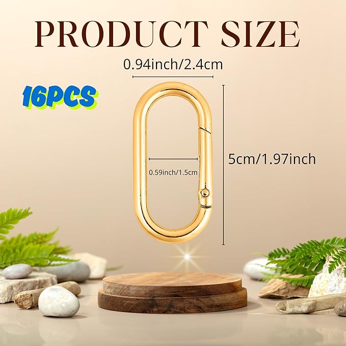 16 Pcs Carabiners Clip,Oval Shape Cute Carabiner Keychain Clip Aluminum Hook Accessories