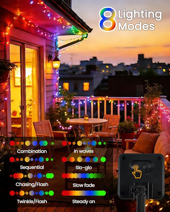 OZS 6 Pack 480LED Solar Christmas String Lights Outdoor, Waterproof 8 Modes Solar Tree Light, Green Wire Christmas Lights Outdoor for Garden, Party, Wedding, Christmas Decorations (Multicolor)