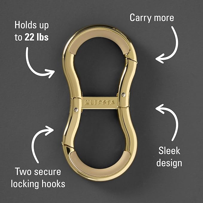LINK Connector Clip. Women’s Keychain Clip, Fashion Carabiner for Purses & Tote Bags. 2 Secure Hooks, Holds 22lbs