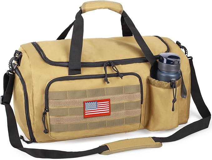Tactical Gym Bag for Men, 60L Large Capacity Duffle Bags with Shoes Compartment, Sports Bag with wet compartment, Multi-functional Weekend Bags Suitable for Travel, Camping,hiking