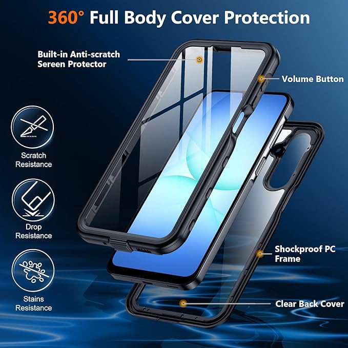 SPIDERCASE for Samsung Galaxy A17 Waterproof Case, IP68 Waterproof Case, Military-Grade Drop Protection, Full-Body Shockproof Dustproof Cover,Black