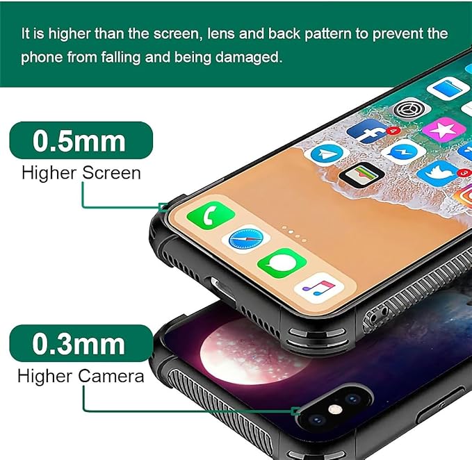 for iPhone Xs Max Case, Star Two Wolfs Howling Pattern Graphic Design Girl Boy Soft Silicone Hard Acrylic Shock Protection for iPhone Xs Max