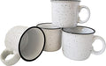 14oz Ceramic Campfire Coffee Mug (Set of 4), White with Speckled Finish - Durable Thick Walled Camping Style Cup for Outdoors or Home