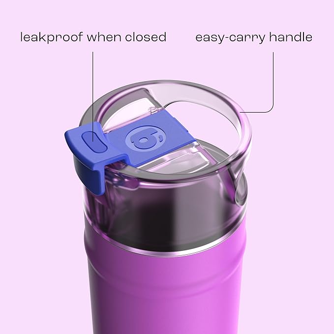 bubba 18 oz Dualsip Insulated Stainless Steel Water Bottle with Straw - Reusable, Leakproof, Lightweight, Dishwasher Safe, Lead-Free and BPA-Free, Moodbooster