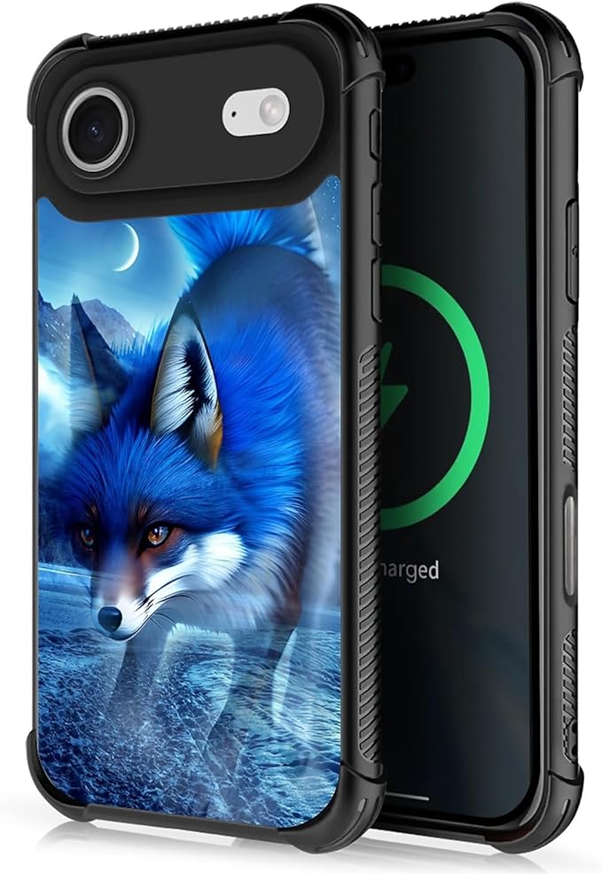 for iPhone 17 Air Case,for MagSafe Graphic Design for Girl Boy Soft Silicone Hard Acrylic Shock Protection Designed for iPhone 17 Air Snowy Mountain Fox Lake Pattern