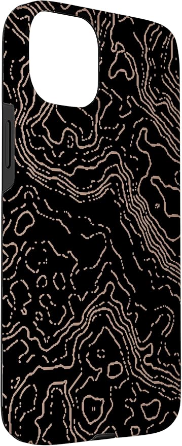 Topography Black & Brown Abstract Pattern Topographic Map Case for iPhone 15 Plus