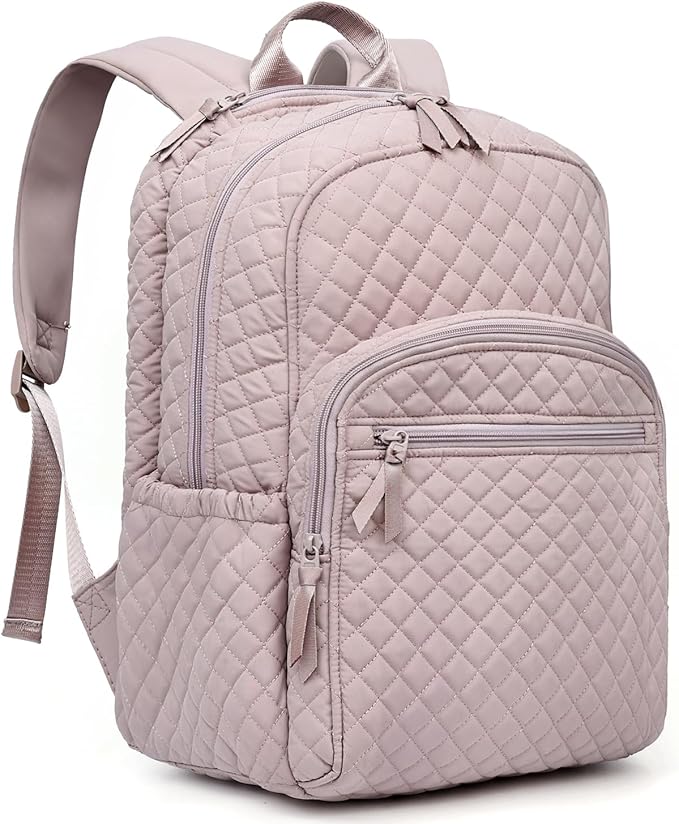 Backpack for Women,College Backpack,Quilted Casual Daypack,Waterproof Bookbag for 15.6Inch Laptop
