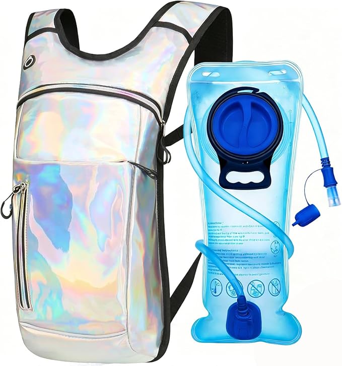 Hydration Backpack, Water Backpack with 2L Hydration Bladder, Rave Backpack Hydration Pack, Festival Essential for Raves, Hiking, Cycling, Climbing, Running, Outdoor, Camping and More