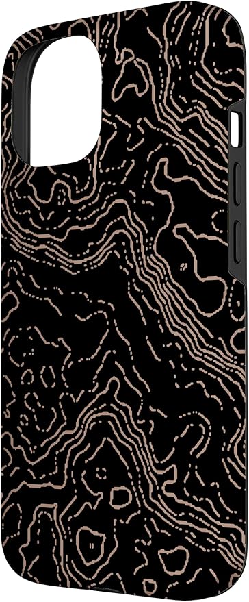 Topography Black & Brown Abstract Pattern Topographic Map Case for iPhone 15