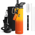 RAYMYLO Insulated Water Bottle 24oz, Triple Wall Vacuum Stainless Steel (Cold for 24Hrs, Hot for 12Hrs), Leak Proof & Non-BPA, 24oz Hydro Water Flask with Paracord Handle & Straw Spout Lids