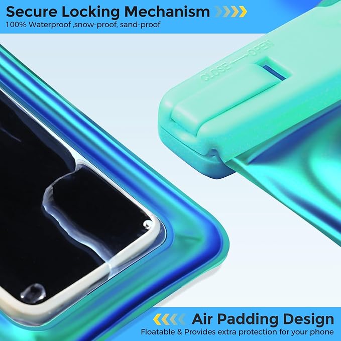 ProCase 2 Pack Floating Waterproof Phone Pouch IPX8,Universal Dry Bag Fits iPhone 17/16/15/14/13 Series,Galaxy S24/S23/S22, Pixel 8/7 (Up to 7”),Touchscreen,Underwater & Snow Protection -Whitegreen