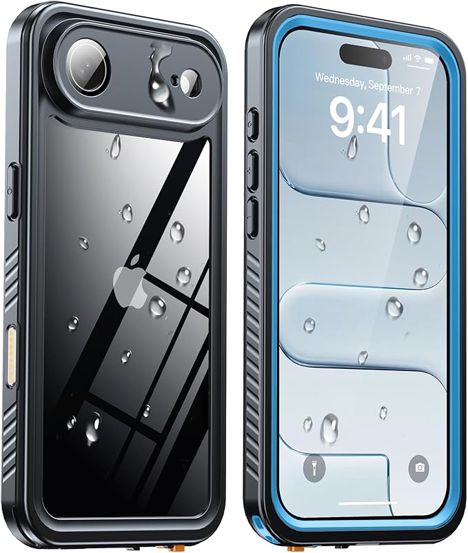 ANTSHARE for iPhone Air Case, IP68 Waterproof Shockproof Case, [Built-in Screen Protector] - 12 FT Military Dropproof - Full Body Heavy Duty Rugged Phone Cover 6.5 inches - Blue/Clear