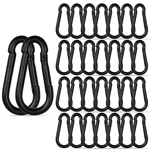 30PCS M5 Heavy Duty Carabiner Clip, 2Inch Snap Hook Quick Link Small Carabiner Clips,Spring Link Buckle for Fishing Camping Hammock Dog Leashes-220LBS Holding Capacity (Black)