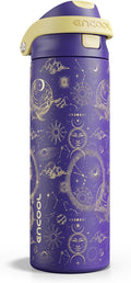 ENCOOL Leakproof Insulated Water Bottle with Straw Dual-Sip Water Bottle Bag-Safe Design for Work, Commute & Gym – Keeps Drinks Cold All Day, 24 oz, Astral Chart