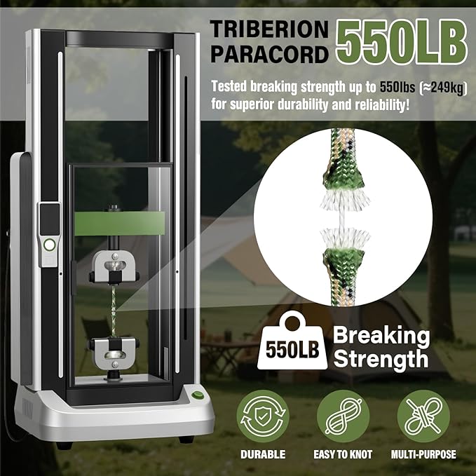 Paracord Rope 550 lb - 200ft 5/32" Parachute Cord 4MM 7-Strand para Cord - Heavy Duty Spool String for Survival,Camping Gear, Survival Bracelet, Clothesline - Camo Green