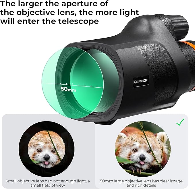 K&F Concept® 80x100 Monocular-Telescope for Adults IP68 Waterproof High Powered with Smartphone Adapter & Tripod, with BAK4 Prism and FMC Lens, for for Bird Watching Hunting Hiking Camping Travelling