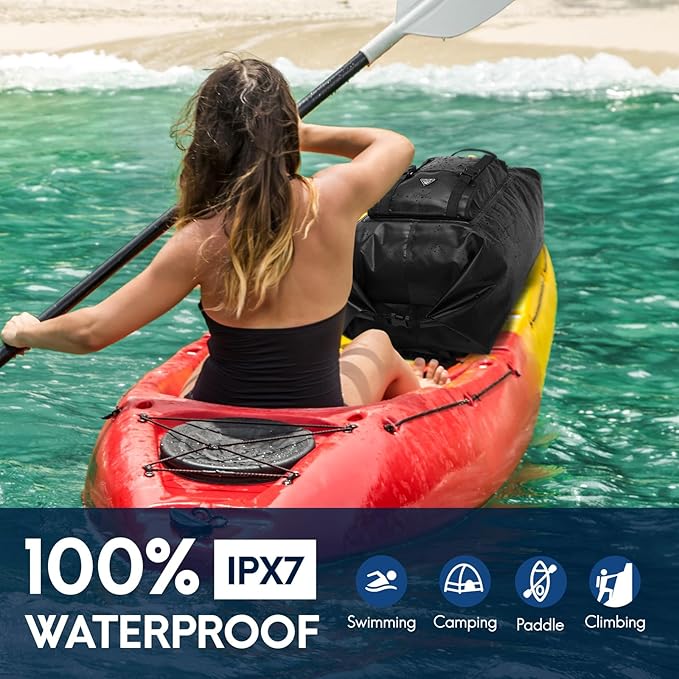 Haimont Waterproof Backpack Roll Top Dry Bag Kayak Dry Backpack for Outdoor Dry Pack Boating Fishing Camping, 60L, Black