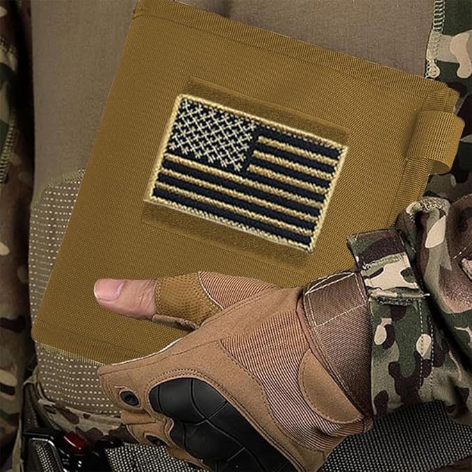 Tactical Map Case Multifunctional Map Pouch with Pen EDC Tool Holder Map Protector Foldable Map Storage Bag with Clear Window for Reading Map while Outdoors or Hiking (Khaki)