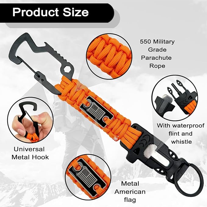 DDOUT Heavy Duty Paracord Lanyard 550 Paracord Braided Keychain for ID Badges, Camera, Whistle, Traveling, Outdoor Activities