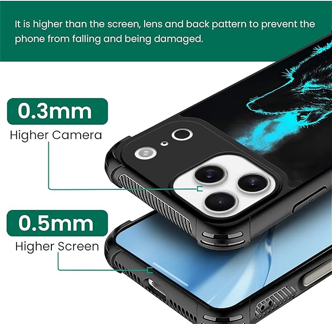 for iPhone 17 Pro Max Case,for MagSafe Graphic Design for Girl Boy Soft Silicone Hard Acrylic Shock Protection Designed for iPhone 17 Pro Max Blue Breathing Wolf Pattern