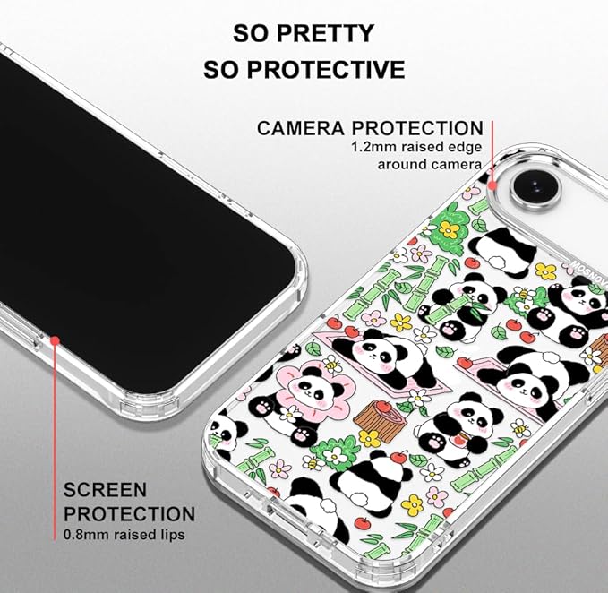 MOSNOVO for iPhone Air Case, Shockproof Military-Grade Protection 6.6ft Drop Tested, Camera Control, Clear Phone Case for iPhone 17 Air, Kawaii Panda Garden Design