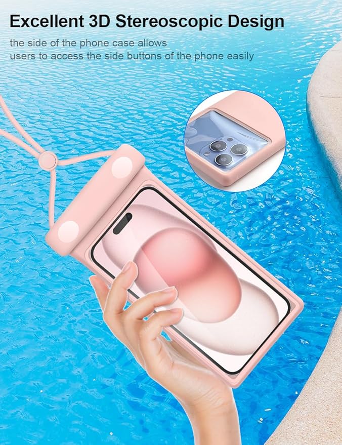 wellhouse 3D Waterproof Phone Pouch with Lanyard,Premium TPU100FT Deep Waterproof Phone Case for iPhone 17 16 15 14 13 12 Pro Max XS Samsung,Snorkeling, Surfing, Kayaking,Skiing,Hot Springs