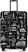 ANNA QUEEN Travel Seamless Pattern Luggage Cover -Stretchable Airplane Suitcase Protector Sleeve,Universal Washable Fit for 20-22 Inch Checked Baggage,Water Resistant Durable Luggage Protector,S