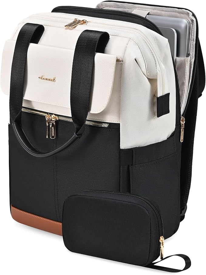 LOVEVOOK Laptop Backpack for Women, 15.6 Inch Work Laptop Bag with USB Port, Fashion Teacher Nurse Backpack Purse, Waterproof Travel Computer Backpack with Organizer Bag, 2PCS