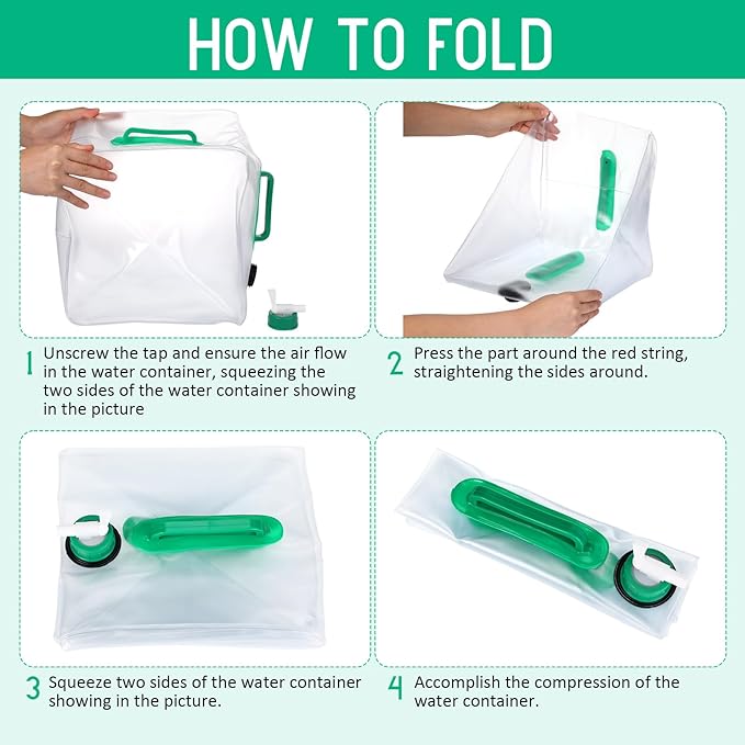 Reallnaive 3 Pack Collapsible Water Container with Spigot, Foldable Camping Water Container Portable Camping Storage Carrier Jug for Outdoors Hiking Emergency Kit Backpack (Green,5.3 Gallon)