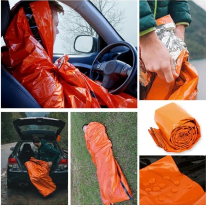 Emergency Sleeping Bag | Durable Mylar Survival Bag for Outdoor Adventures | Lightweight, Portable Emergency Blanket for Hiking, Camping, and Survival Gear