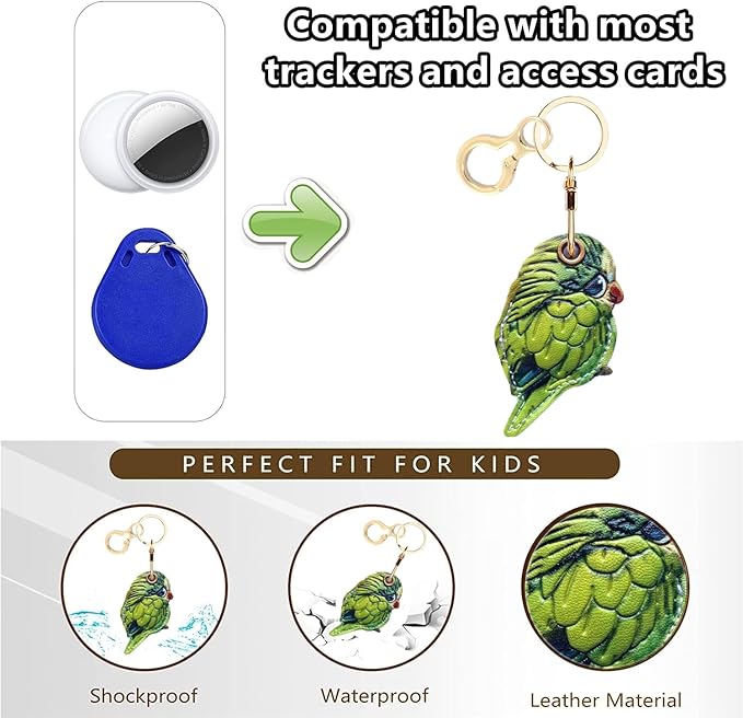 Leather Keychain Holder Case Compatible with AirTag,Cute air tag Cover with Keychain Ring,GPS Tracker Case for Keys