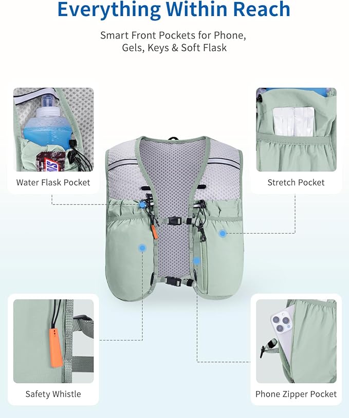 ECOHUB Running Hydration Vest Backpack, Lightweight Hydration Pack Bag Daypack for Hiking Cycling Marathon Backpack Vest for Women Men (No Bladder Included)