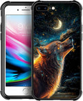 for iPhone 7/8 Case, Star Cave Hungry Wolf Pattern Graphic Design Girl Boy Soft Silicone Hard Acrylic Shock Protection for iPhone 7/8