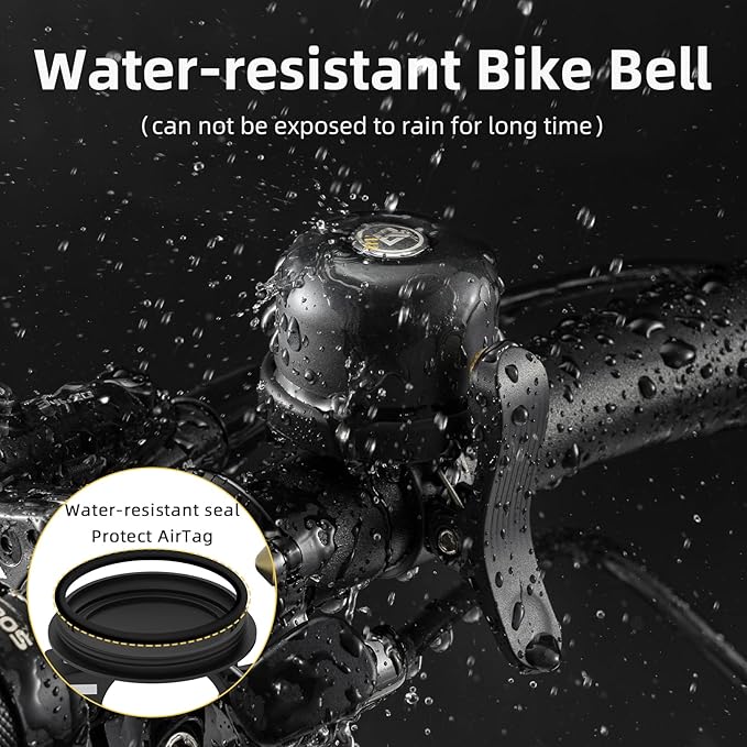 ROCKBROS Bike Bell for Apple AirTag Hidden Bike Mount Bike AirTag Holder GPS Tracker Bike Bell Anti-Theft for Adults Suitable for 0.87''/22.2, 1''/25.4, 1.25''/31.8mm Diameter Handlebar