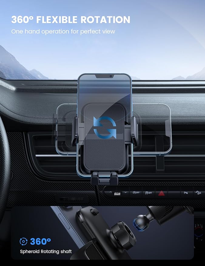 Lamicall 2026 Wider Clamp & Metal Hook Car Phone Holder Vent [Thick Cases Friendly] Phone Holders for Your Car Mount Gfts Hands Free Accessories for Women Men for iPhone 16 Pro Max Mothers Day