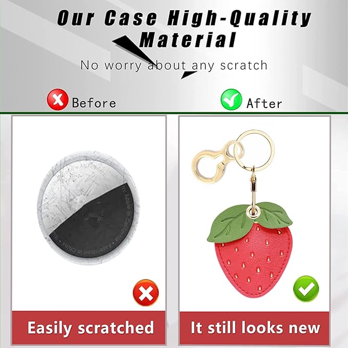 Leather Keychain Holder Case Compatible with AirTag,Cute air tag Cover with Keychain Ring,GPS Tracker Case for Keys