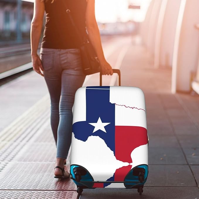 Texas State Flag Map Print Suitcase Covers For Luggage Suitcase Cover Travel Luggage Cover Fits 18-32 Inch Suitcases