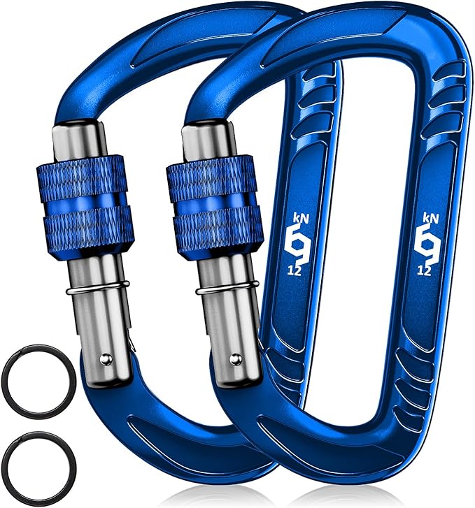 Rhino Produxs 12kN (2697 lbs) Heavy Duty Carabiner Clips, for Securing Pets, Outdoor, Camping, Hiking, Hammock, Dog Leash Harness, Keychains