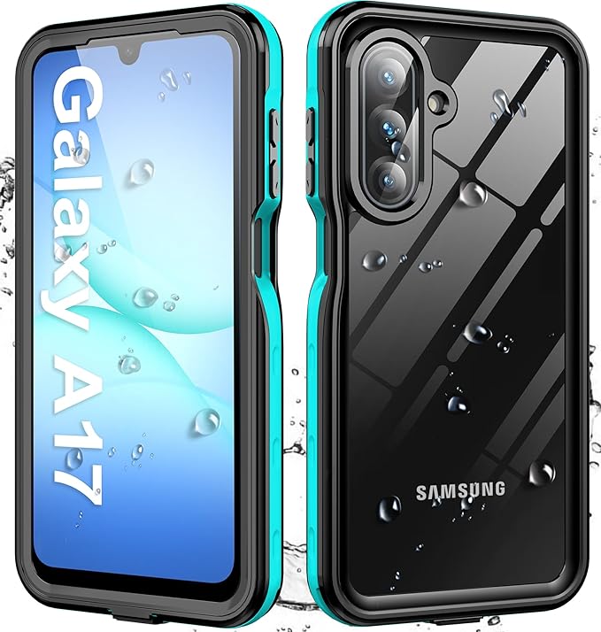 for Samsung Galaxy A17 5G Phone Case Waterproof, [IP68 Waterproof Dustproof] [Built-in Screen Protector] Rugged Full Body Underwater Shockproof Protective Cover for Samsung A17 5G Case, Teal