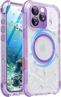 for iPhone 16 Pro Waterproof Case with Magsafe, Built-in [Camera & Screen Protector] [Lanyard], IP68 Water Proof Full Body Dustproof Heavy Duty Frosted Protective Phone Cover, 6.3" Purple