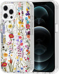 MOSNOVO Case for iPhone 12 & iPhone 12 Pro, [Buffertech 6.6ft Military-Grade Drop Protection] [Anti Peel Off Tech] Clear TPU Bumper Phone Case Cover Design - Wildflower Meadow