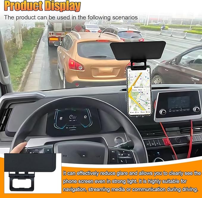 ZIMISI Cell Phone Sun Protection Umbrella, Anti-UV Anti-Glare Anti-Reflection Sun Visor, Adjustable Phone Sunshade Cover, Universal Car Outdoor Travel Accessories for All Smartphones (2PCS)