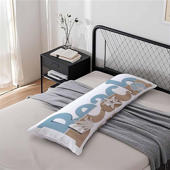Beach Body Pillow Cover, Decorative Body Pillow Covers Ocean Starfish Seashells Pillow Cushion Case Zipper Body Pillowcase Soft Cushion Cover for Bedding,Couch,Home 20"X54"