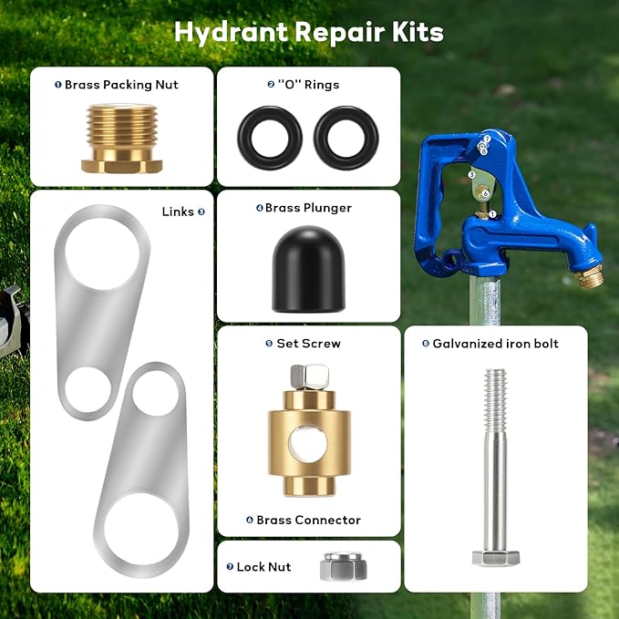 MEASUREMAN Yard Hydrant Repair Kit, Frost Proof Outdoor Faucet Replacement Parts with Plunger & Seals