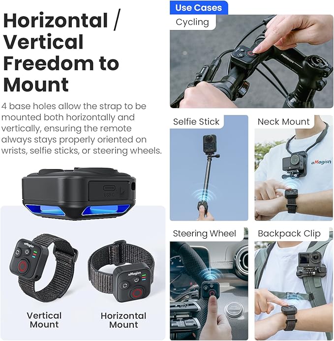 YDW Bluetooth Remote Control for DJI Osmo Action 6/Osmo Action 5 Pro/Action 4/DJI OSM0 360 Cameras, Wireless 50M Remote Control Range Smart Action Accessories