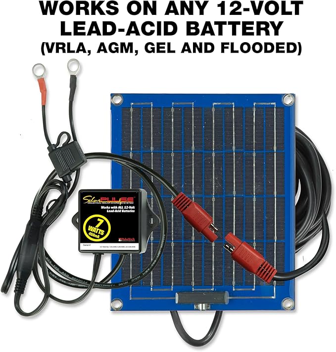 PulseTech SolarPulse SP-7 Solar Battery Charger Maintainer, Blue, 7 Watt