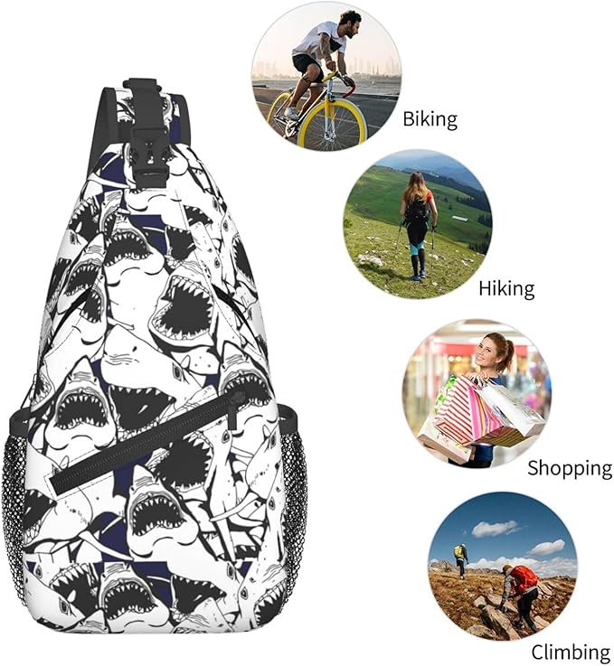 Shark Sling Bag For Women Men Fashion Backpack Crossbody Shoulder Bag Sling Backpack Chest Bag Travel Hiking Casual Sport Daypack