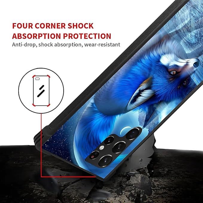 for Samsung Galaxy S23 Ultra Case, Snowy Mountain Fox Lake Pattern Graphic Design Girl Boy Soft Silicone Hard Acrylic Shock Protection for Samsung Galaxy S23 Ultra