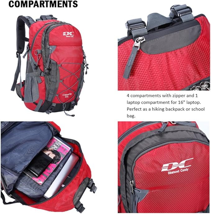 Diamond Candy Waterproof Hiking Backpack for Men and Women, Lightweight Day Pack for Travel Camping | Waterproof, Lightweight, for Travel Camping