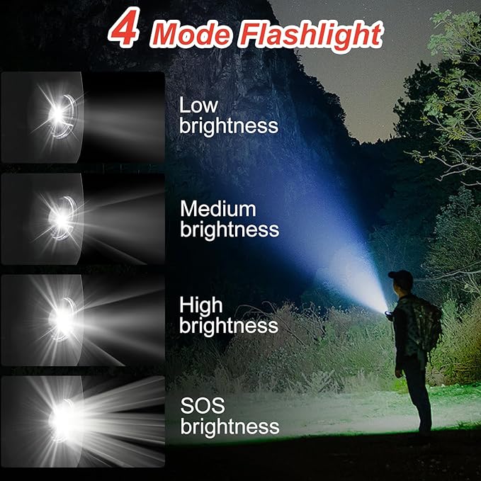 2000MAH Emergency Hand Crank Radio, Portable Survival Solar Radio AM FM NOAA Weather Radio with Earphone Jack SOS Alarm 4 Modes LED Flashlight, Portable Phone Charger Type-C charger for Camping Hiking